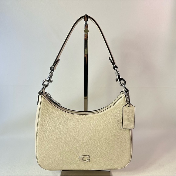 NEW Coach Leather Crossbody Hobo Bag in Chalk - Picture 2 of 12